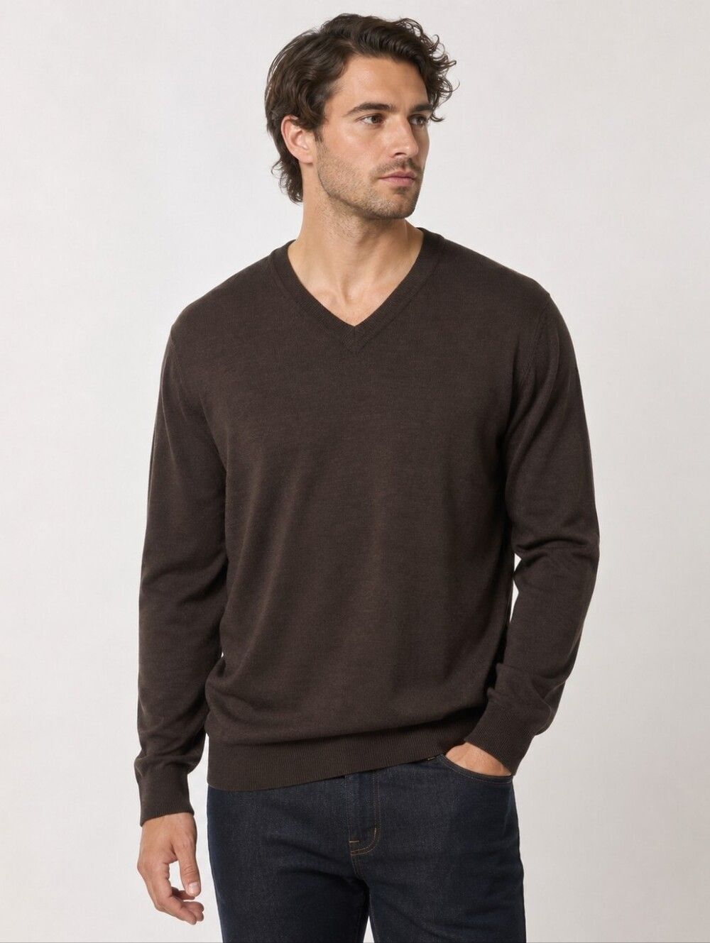 Express Italian Merino Wool Sweater Men's V-Neck Size L REPAIRED Preppy Academia